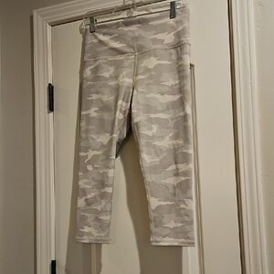 Athleta Gray and White Leggings High-Waisted Stretchy